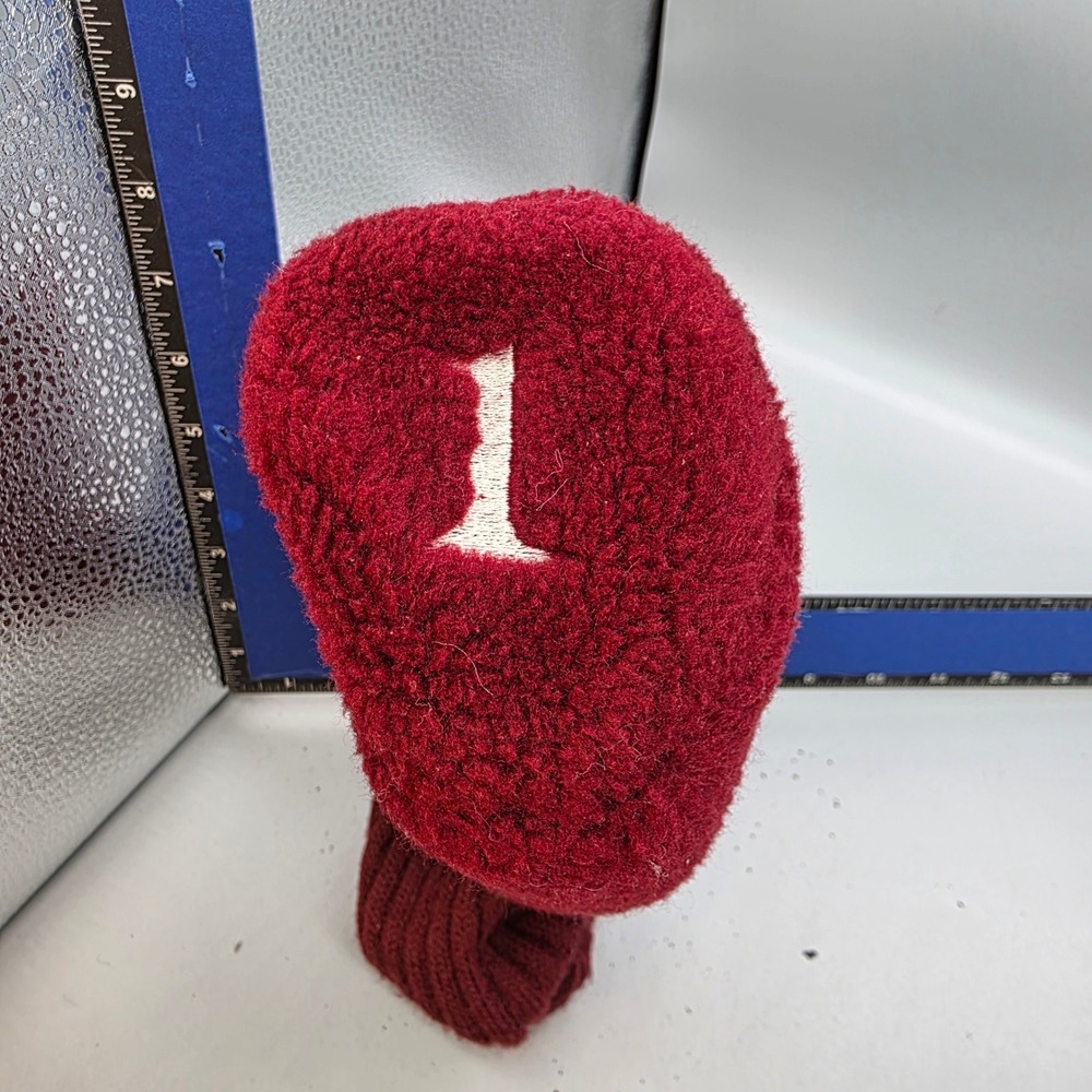Unbranded Golf Headcover Unisex Maroon Red Sherpa Fleece Vintage Retro Driver 1